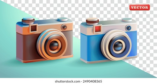 Vintage camera, 3d vector. Suitable for element design