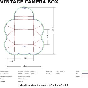 Vintage Camera Box Packaging Template Design Blueprint Vector Illustration