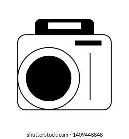 vintage camera cartoon vector illustration graphic design in black and white