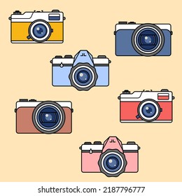 Vintage Camera Collection Vector Illustration 