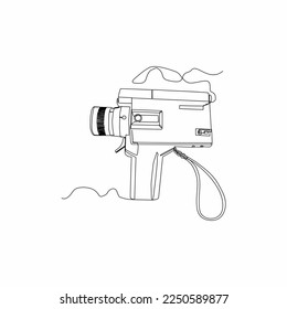 vintage camera continuous line drawing art