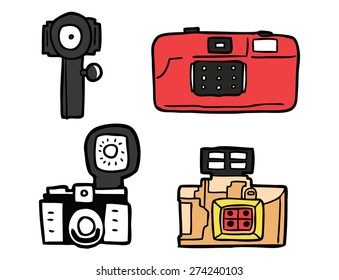 vintage camera in doodle style