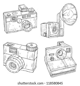 Vintage Camera Doodle Vector Set