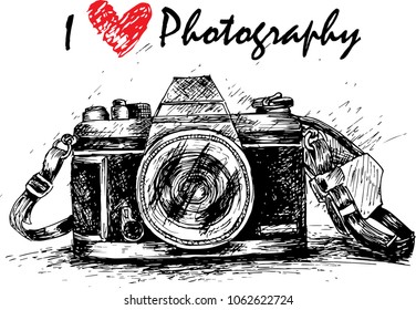 vintage camera draw with sketchy style