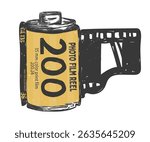 Vintage camera film. Camera film roll and the film strip.