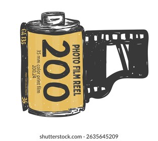 Vintage camera film. Camera film roll and the film strip.