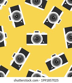 vintage camera flat seamless pattern background