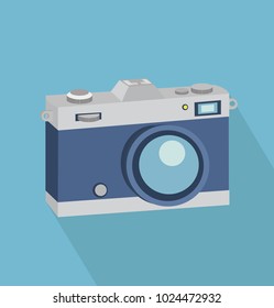 vintage camera  Flat style with long shadow