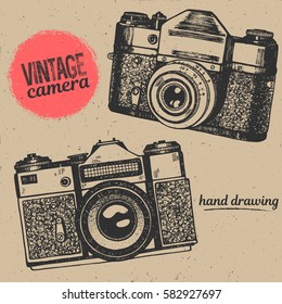 Vintage Camera Hand Drawing Illustration