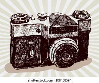 Vintage Camera Hand Drawn