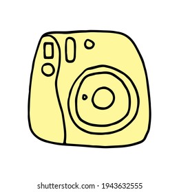 vintage camera - hand drawn vector doodle sketch style drawing