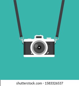 vintage camera hanging vector flat style 