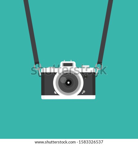 vintage camera hanging vector flat style 