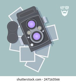 Vintage camera for hipster trend,Vector object concept