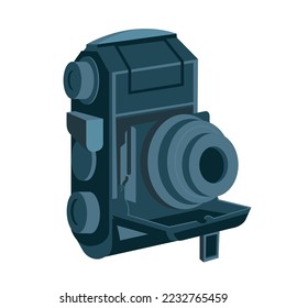 vintage camera icon blue 3d sketch
