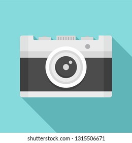 Vintage camera icon. Flat illustration of vintage camera vector icon for web design