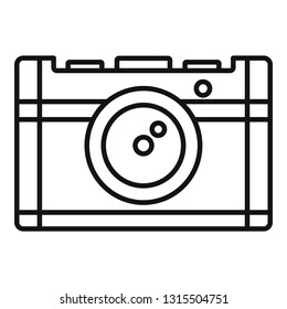 Vintage camera icon. Outline vintage camera vector icon for web design isolated on white background