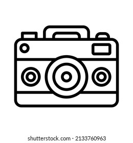 Vintage camera icon.  Simple and elegant with line art icon style