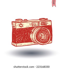 Vintage camera icon, vector illustration