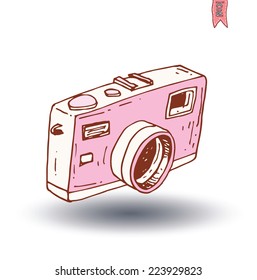 Vintage camera icon, vector illustration