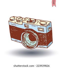 Vintage camera icon, vector illustration