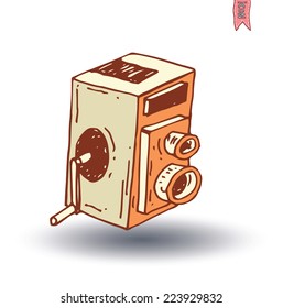 Vintage camera icon, vector illustration