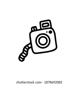 Vintage-Kamera einzeln auf weißem Hintergrund. Vektorgrafik im Doodstil