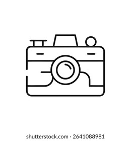 Vintage Camera Line Art Logo on White Background