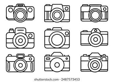 Vintage Camera line art painting concept