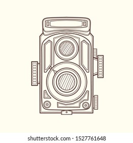 Vintage Camera in Line Art Version