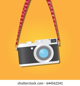 vintage camera on a yellow background 