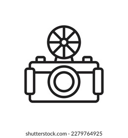 Vintage Camera Outline Icon Vector Illustrator