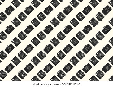 Vintage Camera Pattern, Vector Background. 
