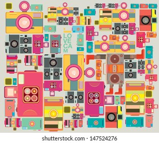 VIntage camera pattern wallpaper design 