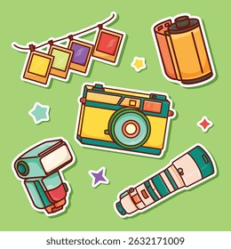 Vintage camera and photography equipment stickers	