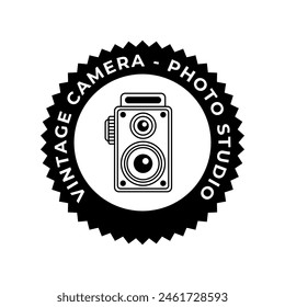 Vintage Camera Photography Vector Label, Logo Template with Retro Typography.