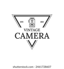 Vintage Camera Photography Vector Label, Logo Template with Retro Typography.