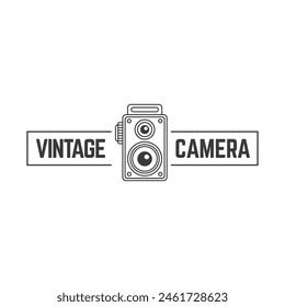 Vintage Camera Photography Vector Label, Logo Template with Retro Typography.