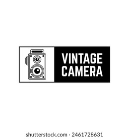 Vintage Camera Photography Vector Label, Logo Template with Retro Typography.