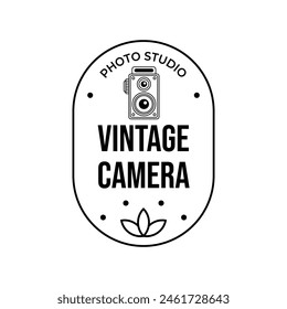 Vintage Camera Photography Vector Label, Logo Template with Retro Typography.