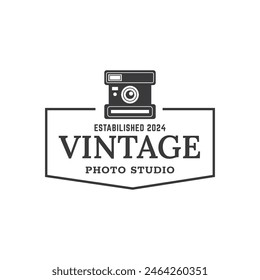Vintage Camera Photography Vector Label, Logo Template with Retro Typography.