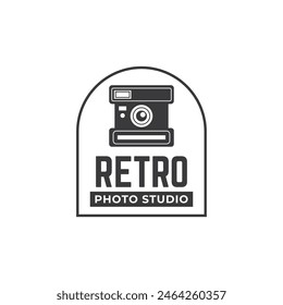 Vintage Camera Photography Vector Label, Logo Template with Retro Typography.