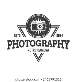 Vintage Camera Photography Vector Label, Logo Template with Retro Typography.