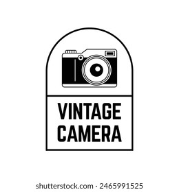 Klassisch Camera Fotografie Vektorgrafik Label, Logo Vorlage mit Retro Typografie.