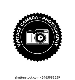 Vintage Camera Photography Vector Label, Logo Template with Retro Typography.