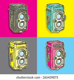 vintage camera pop art style