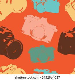 vintage camera seamless pattern retro design