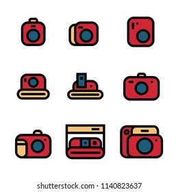  Vintage camera set icon illustration