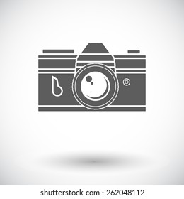 Vintage camera. Single flat icon on white background. Vector illustration.