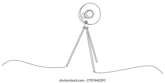 Vintage camera tripod continuous line drawing